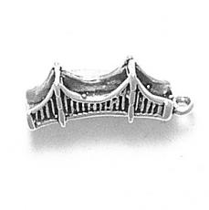 Charms. Sterling Silver, 6.1mm Width by 8.4mm Length by 22.1mm Height, Golden Gate Bridge Charm. Quantity Per Pack: 1 Piece.