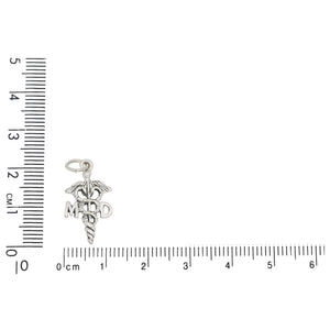 Sterling Silver, 11.5mm Width by 2.9mm Length by 21.4mm Height, Caduceus, Medical Symbol Charm. Quantity Per Pack: 1 Piece.