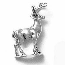 Load image into Gallery viewer, Charms. Sterling Silver, 5.6mm Width by 13.3mm Length by 19.1mm Height, Deer Charm. Quantity Per Pack: 1 Piece.
