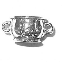 Load image into Gallery viewer, Charms. Sterling Silver, 15.6mm Width by 10.9mm Length by 7.9mm Height, Sugar Bowl Charm. Quantity Per Pack: 1 Piece.
