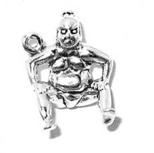 Load image into Gallery viewer, Charms. Sterling Silver, 14.3mm Width by 11.9mm Length by 19.1mm Height, Sumo Wrestler Charm. Quantity Per Pack: 1 Piece.
