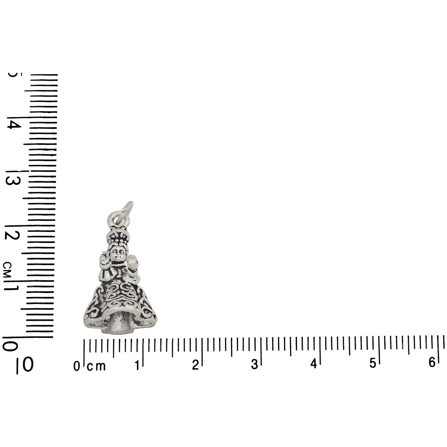 Sterling Silver, 12.6mm Width by 12.1mm Length by 21.1mm Height, Santo Nino Charm. Quantity Per Pack: 1 Piece.