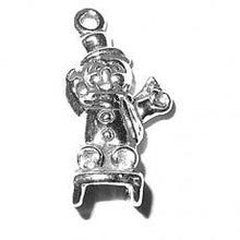 Load image into Gallery viewer, Charms. Sterling Silver, 11.2mm Width by 11.2mm Length by 20.4mm Height, Snowman on Sled Charm. Quantity Per Pack: 1 Piece.
