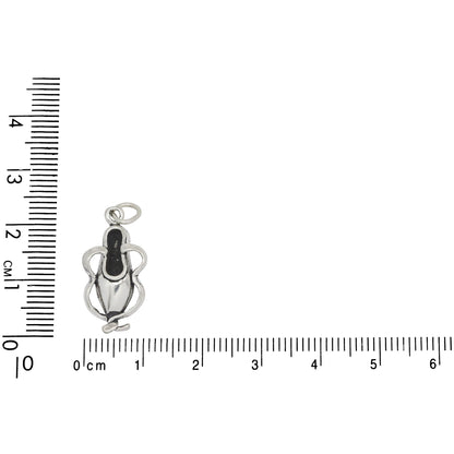 Sterling Silver, 10.9mm Width by 5.5mm Length by 20.4mm Height, Ballet Slipper Charm. Quantity Per Pack: 1 Piece.