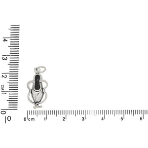 Sterling Silver, 10.9mm Width by 5.5mm Length by 20.4mm Height, Ballet Slipper Charm. Quantity Per Pack: 1 Piece.