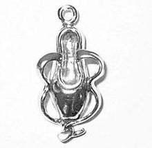 Load image into Gallery viewer, Charms. Sterling Silver, 10.9mm Width by 5.5mm Length by 20.4mm Height, Ballet Slipper Charm. Quantity Per Pack: 1 Piece.
