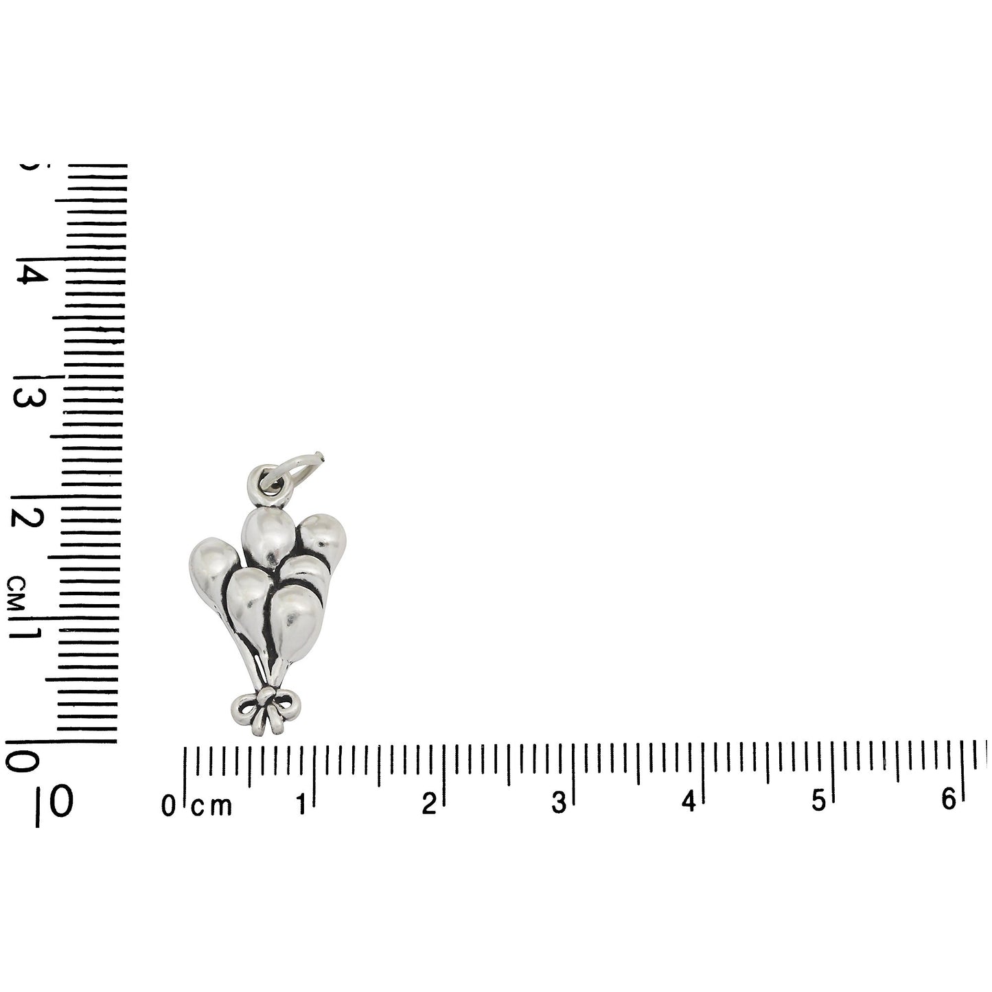 Sterling Silver, 12.5mm Width by 3.7mm Length by 21.8mm Height, Balloon Bouquet Charm. Quantity Per Pack: 1 Piece.
