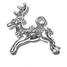 Charms. Sterling Silver, 17.3mm Width by 7.4mm Length by 16.7mm Height, Reindeer Charm. Quantity Per Pack: 1 Piece.