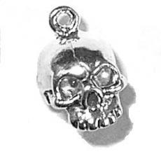 Charms. Sterling Silver, 8.4mm Width by 10.6mm Length by 10.5mm Height, Skull Charm. Quantity Per Pack: 1 Piece.