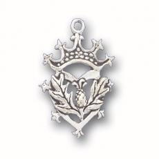 Charms. Sterling Silver, 15.8mm Width by 3.0mm Length by 23.1mm Height, Thistle With Crown Charm. Quantity Per Pack: 1 Piece.