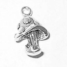 Charms. Sterling Silver, 10.3mm Width by 6.9mm Length by 15.8mm Height, Mushroom Charm. Quantity Per Pack: 1 Piece.