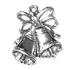 Charms. Sterling Silver, 15.9mm Width by 2.3mm Length by 17.6mm Height, Wedding Bells Charm. Quantity Per Pack: 1 Piece.