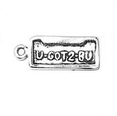 Charms. Sterling Silver, 7.5mm Width by 1.7mm Length by 18.6mm Height, UGOT2BU (You Got To Be You) Vanity Plate Charm. Quantity Per Pack: 1 Piece.