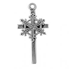 Charms. Sterling Silver, 16.9mm Width by 3.5mm Length by 33.0mm Height, Snow Cross Charm. Quantity Per Pack: 1 Piece.