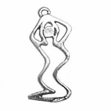 Charms. Sterling Silver, 9.5mm Width by 1.4mm Length by 19.3mm Height, Woman's Figure Charm. Quantity Per Pack: 1 Piece.