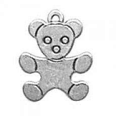 Charms. Sterling Silver, 10.3mm Width by 0.8mm Length by 12.7mm Height, Teddy Bear Charm. Quantity Per Pack: 1 Piece.