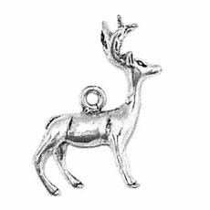 Charms. Sterling Silver, 18.7mm Width by 7.7mm Length by 22.0mm Height, Reindeer Charm. Quantity Per Pack: 1 Piece.