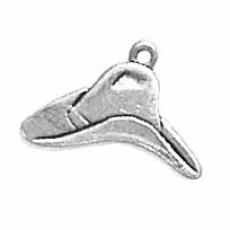 Charms. Sterling Silver, 15.4mm Width by 1.0mm Length by 10.4mm Height, Cowboy Hat Charm. Quantity Per Pack: 1 Piece.