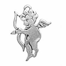 Charms. Sterling Silver, 12.5mm Width by 0.8mm Length by 16.6mm Height, Cupid Charm. Quantity Per Pack: 1 Piece.