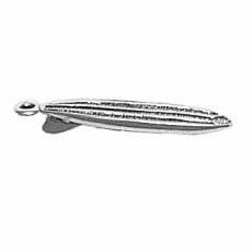 Charms. Sterling Silver, 5.8mm Width by 3.7mm Length by 26.9mm Height, Surfboard Charm. Quantity Per Pack: 1 Piece.