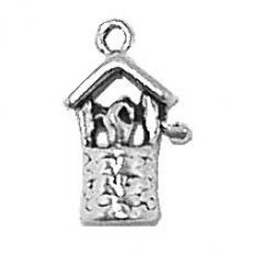 Charms. Sterling Silver, 9.2mm Width by 6.0mm Length by 14.8mm Height, Wishing Well Charm. Quantity Per Pack: 1 Piece.