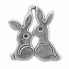 Charms. Sterling Silver, 12.1mm Width by 1.0mm Length by 13.5mm Height, Bunnies Charm. Quantity Per Pack: 1 Piece.