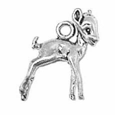 Charms. Sterling Silver, 11.4mm Width by 4.7mm Length by 16.4mm Height, Fawn Charm. Quantity Per Pack: 1 Piece.