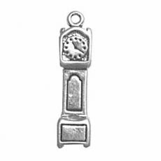 Charms. Sterling Silver, 5.8mm Width by 2.7mm Length by 23.1mm Height, Grandfather Clock Charm. Quantity Per Pack: 1 Piece.