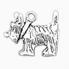 Charms. Sterling Silver, 14.6mm Width by 5.3mm Length by 11.8mm Height, Scottish Terrier Dog Charm. Quantity Per Pack: 1 Piece.