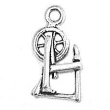 Load image into Gallery viewer, Charms. Sterling Silver, 9.0mm Width by 6.3mm Length by 17.4mm Height, Spinning Wheel Charm. Quantity Per Pack: 1 Piece.
