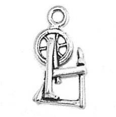 Charms. Sterling Silver, 9.0mm Width by 6.3mm Length by 17.4mm Height, Spinning Wheel Charm. Quantity Per Pack: 1 Piece.