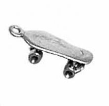 Load image into Gallery viewer, Charms. Sterling Silver, 4.6mm Width by 3.3mm Length by 12.1mm Height, Skateboard Charm. Quantity Per Pack: 1 Piece.
