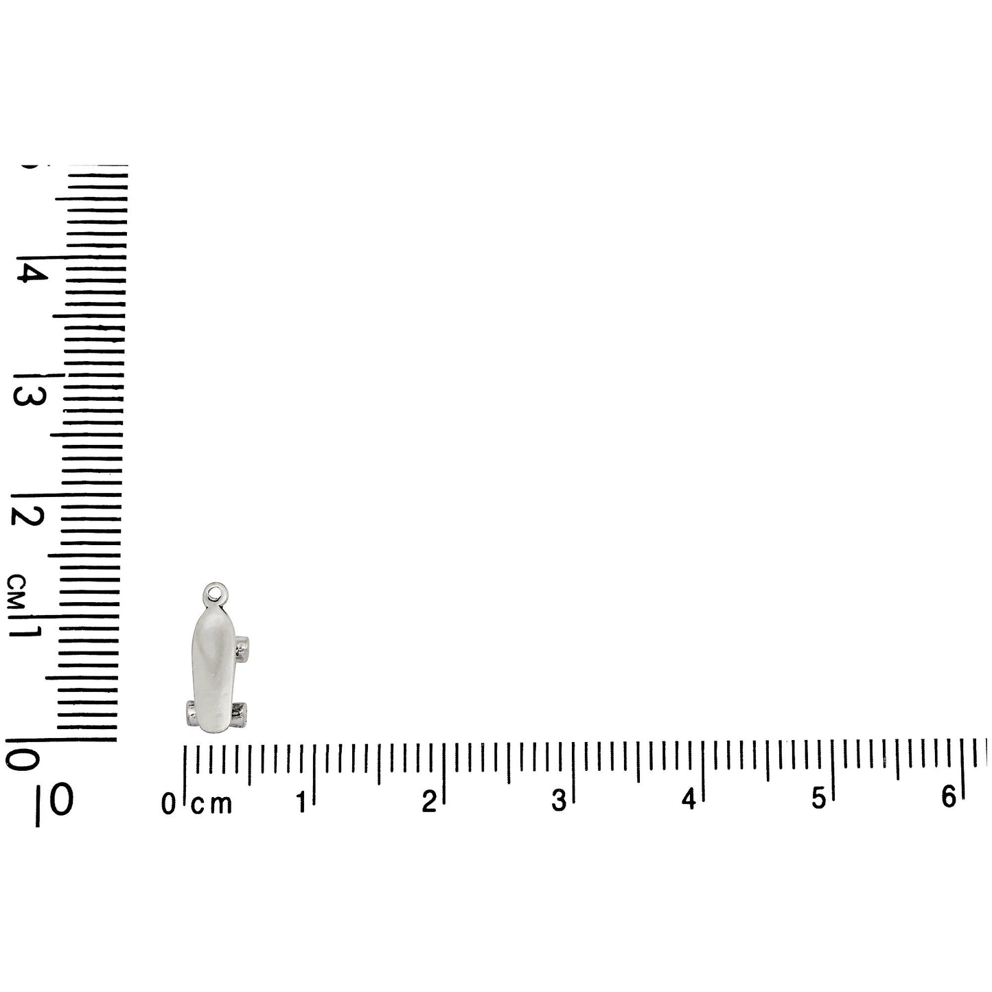 Sterling Silver, 4.6mm Width by 3.3mm Length by 12.1mm Height, Skateboard Charm. Quantity Per Pack: 1 Piece.