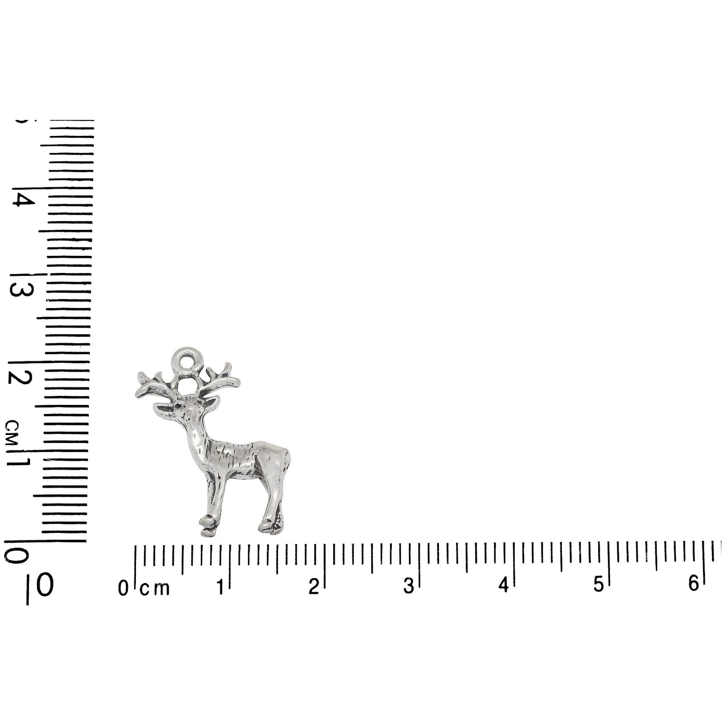 Sterling Silver, 17.4mm Width by 5.4mm Length by 20.9mm Height, Standing Deer Charm. Quantity Per Pack: 1 Piece.
