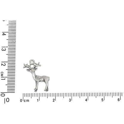 Sterling Silver, 17.4mm Width by 5.4mm Length by 20.9mm Height, Standing Deer Charm. Quantity Per Pack: 1 Piece.