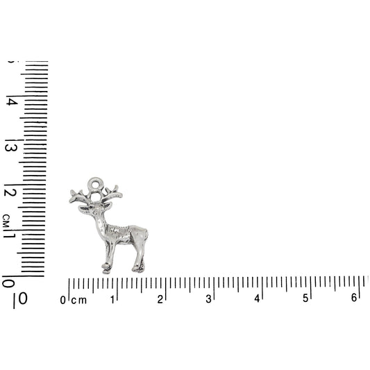 Sterling Silver, 17.4mm Width by 5.4mm Length by 20.9mm Height, Standing Deer Charm. Quantity Per Pack: 1 Piece.