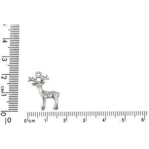 Sterling Silver, 17.4mm Width by 5.4mm Length by 20.9mm Height, Standing Deer Charm. Quantity Per Pack: 1 Piece.