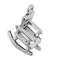 Load image into Gallery viewer, Charms. Sterling Silver, 9.0mm Width by 12.3mm Length by 16.3mm Height, Rocking Chair Charm. Quantity Per Pack: 1 Piece.
