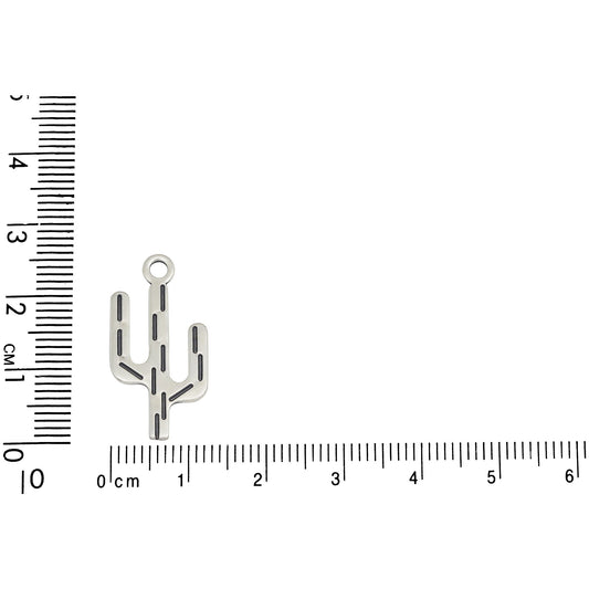 Sterling Silver, 22.7mm Width by 0.8mm Length by 25.4mm Height, Saguaro Cactus Charm. Quantity Per Pack: 1 Piece.