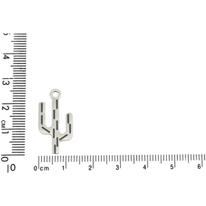 Sterling Silver, 22.7mm Width by 0.8mm Length by 25.4mm Height, Saguaro Cactus Charm. Quantity Per Pack: 1 Piece.