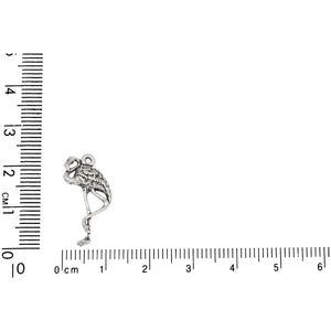 Sterling Silver, 12.7mm Width by 4.9mm Length by 21.5mm Height, Flamingo Charm. Quantity Per Pack: 1 Piece.