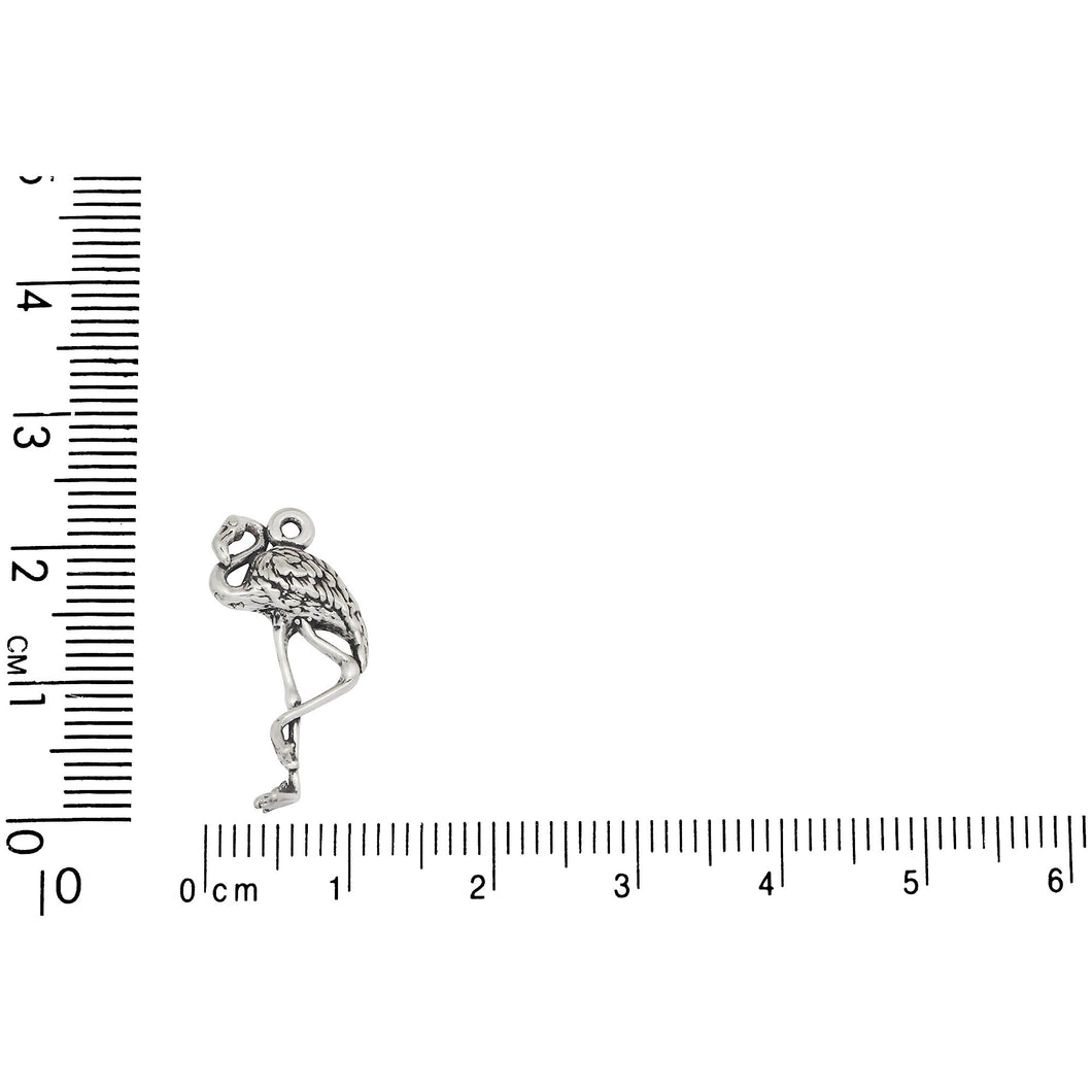 Sterling Silver, 12.7mm Width by 4.9mm Length by 21.5mm Height, Flamingo Charm. Quantity Per Pack: 1 Piece.