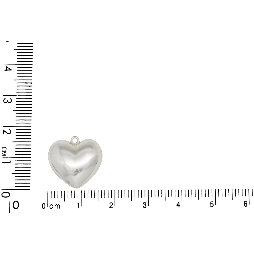 Sterling Silver, 16.2mm Width by 3.6mm Length by 16.4mm Height, Puffed Heart Charm. Quantity Per Pack: 1 Piece.