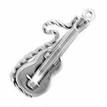 Load image into Gallery viewer, Charms. Sterling Silver, 10.3mm Width by 4.0mm Length by 25.3mm Height, Spanish Guitar Charm. Quantity Per Pack: 1 Piece.
