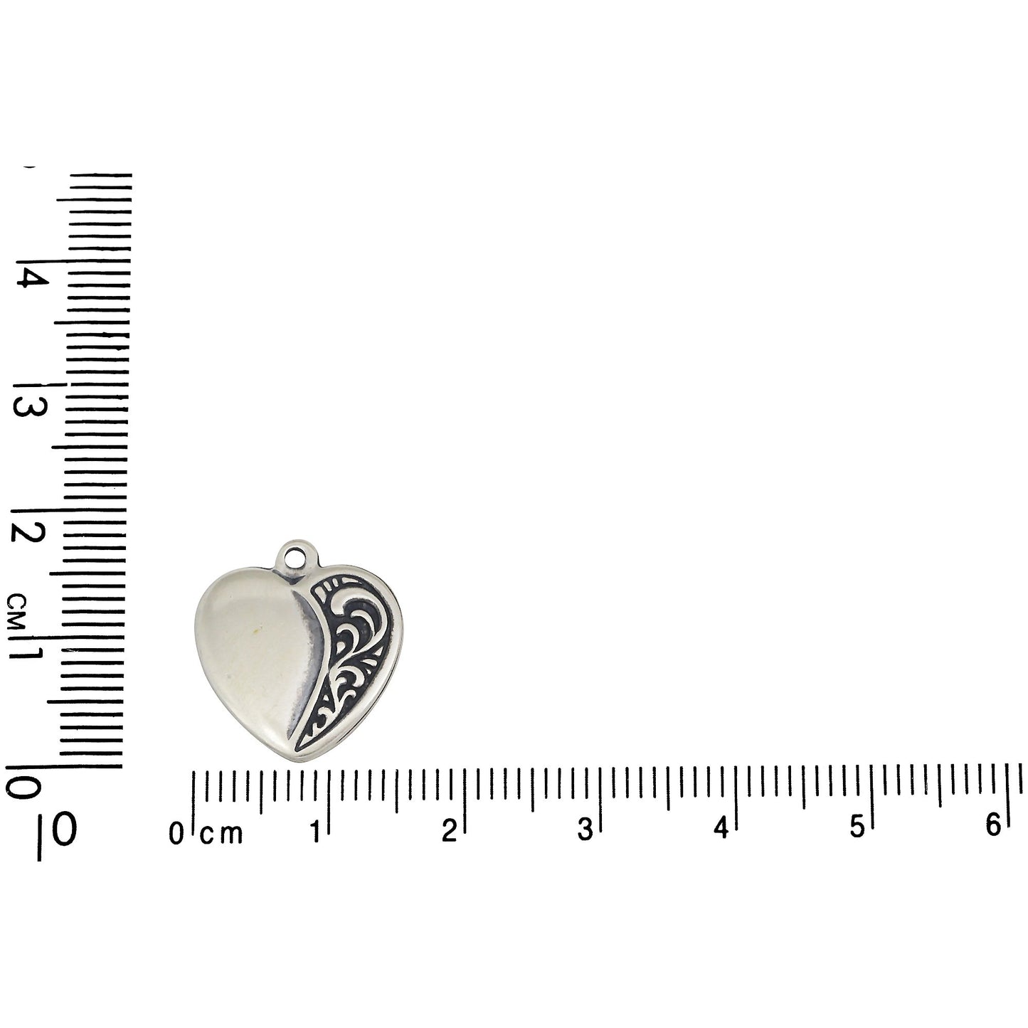 Sterling Silver, 15.5mm Width by 1.2mm Length by 17.3mm Height, Heart Charm. Quantity Per Pack: 1 Piece.