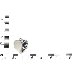 Sterling Silver, 15.5mm Width by 1.2mm Length by 17.3mm Height, Heart Charm. Quantity Per Pack: 1 Piece.