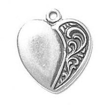 Load image into Gallery viewer, Charms. Sterling Silver, 15.5mm Width by 1.2mm Length by 17.3mm Height, Heart Charm. Quantity Per Pack: 1 Piece.
