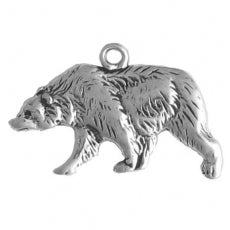 Charms. Sterling Silver, 23.8mm Width by 1.9mm Length by 14.9mm Height, Bear (Left) Charm. Quantity Per Pack: 1 Piece.