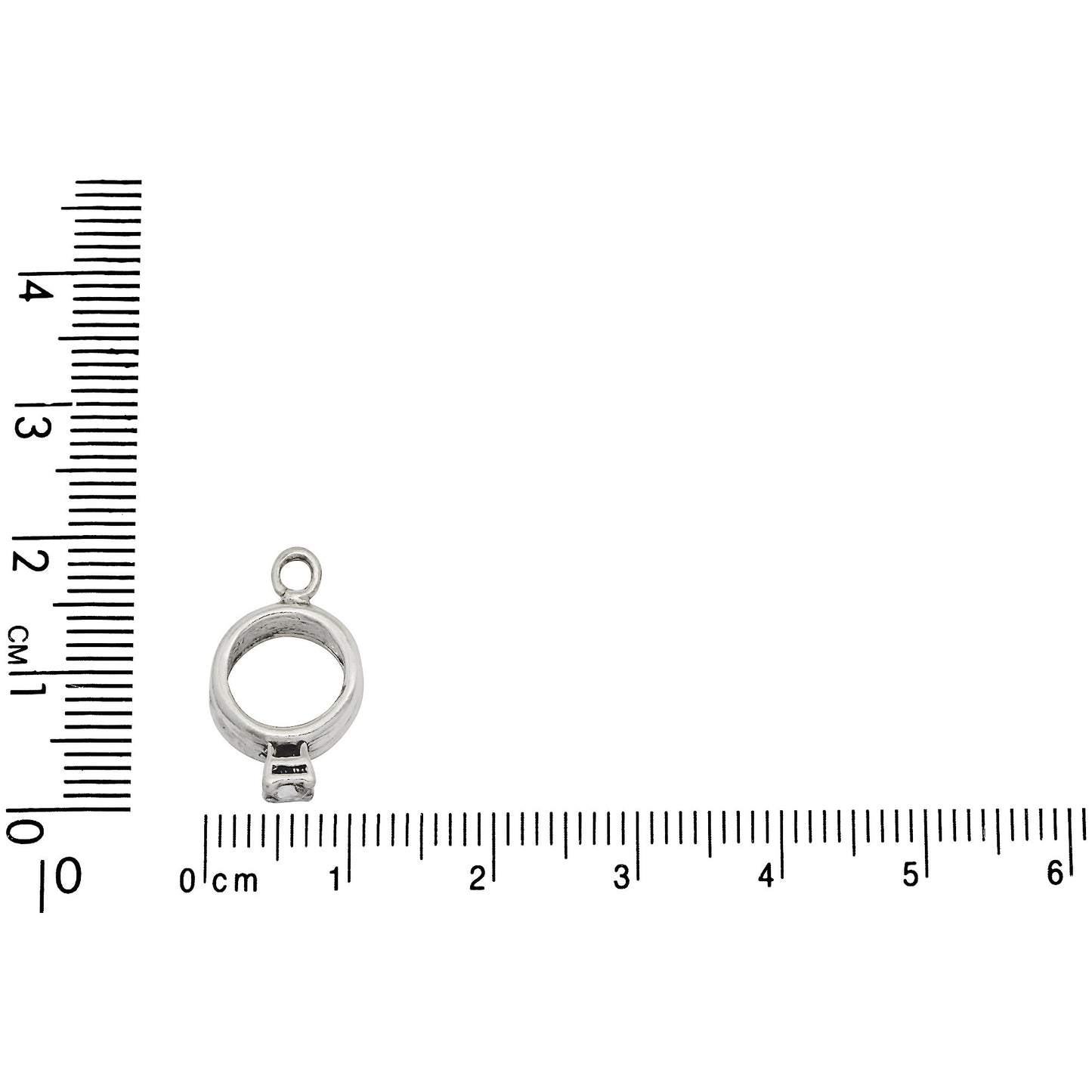 Sterling Silver, 10.6mm Width by 4.6mm Length by 18.4mm Height, Diamond Ring Charm. Quantity Per Pack: 1 Piece.