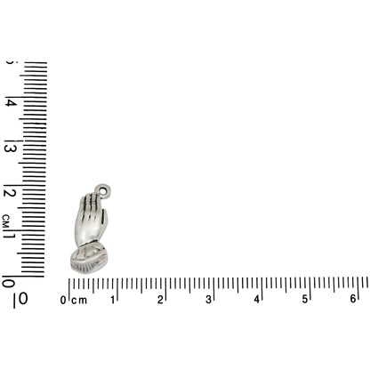 Sterling Silver, 7.7mm Width by 6.5mm Length by 18.9mm Height, Praying Hands Charm. Quantity Per Pack: 1 Piece.